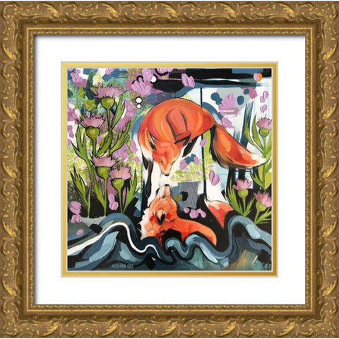 Fox and Thistle Gold Ornate Wood Framed Art Print with Double Matting by Ihde, McKenna