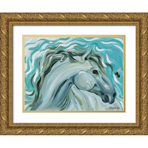 Horse and Bumble Bee Gold Ornate Wood Framed Art Print with Double Matting by Ihde, McKenna
