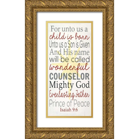 For Unto Us Gold Ornate Wood Framed Art Print with Double Matting by Words for the Soul