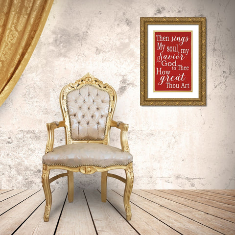How Great Thou Are Gold Ornate Wood Framed Art Print with Double Matting by Words for the Soul