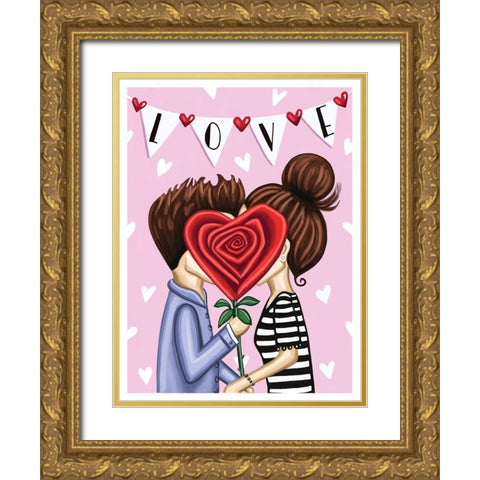 The Kiss Gold Ornate Wood Framed Art Print with Double Matting by Tyndall, Elizabeth