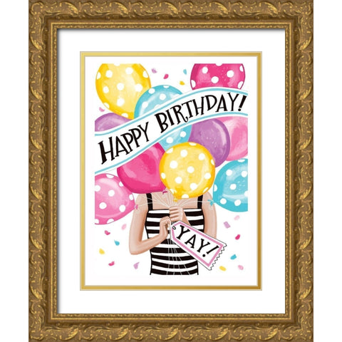 Birthday Girl Gold Ornate Wood Framed Art Print with Double Matting by Tyndall, Elizabeth