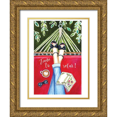 Time to Relax Gold Ornate Wood Framed Art Print with Double Matting by Tyndall, Elizabeth