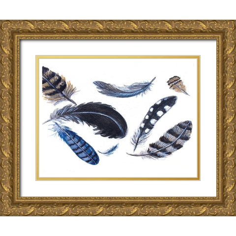 Dancing Feathers Gold Ornate Wood Framed Art Print with Double Matting by Tyndall, Elizabeth