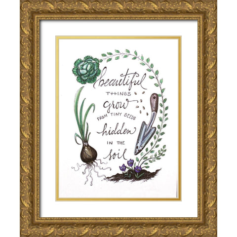 Beautiful Things Grow Gold Ornate Wood Framed Art Print with Double Matting by Tyndall, Elizabeth