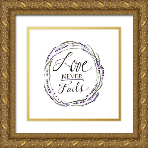 Love Never Fails Gold Ornate Wood Framed Art Print with Double Matting by Tyndall, Elizabeth