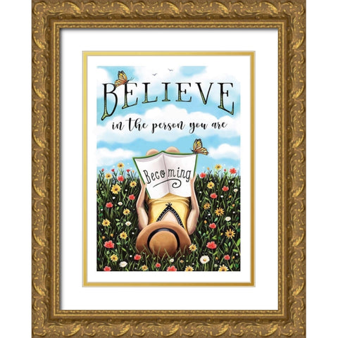 Believe Gold Ornate Wood Framed Art Print with Double Matting by Tyndall, Elizabeth