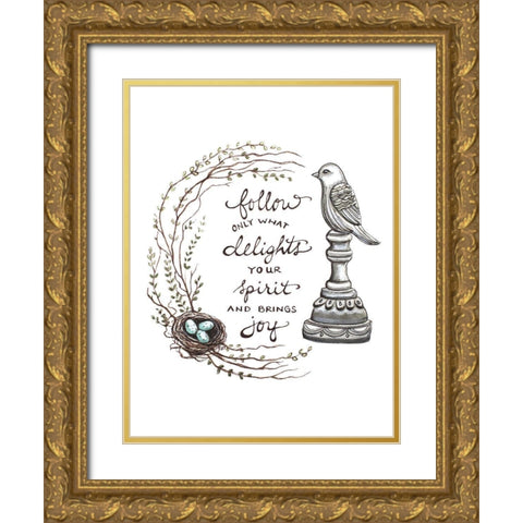 Follow What Delights Gold Ornate Wood Framed Art Print with Double Matting by Tyndall, Elizabeth