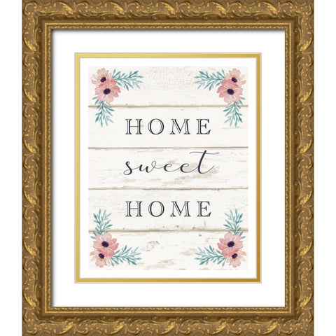 Home Sweet Home Gold Ornate Wood Framed Art Print with Double Matting by Tyndall, Elizabeth