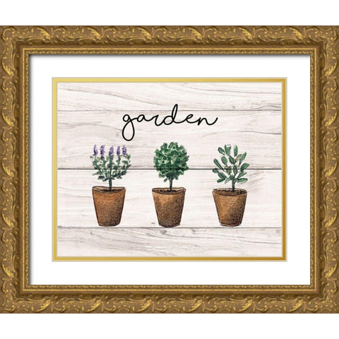 Garden Sign Gold Ornate Wood Framed Art Print with Double Matting by Tyndall, Elizabeth