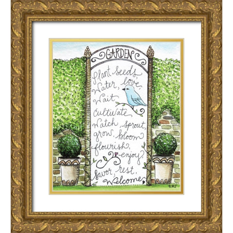 The Garden Trellis Gold Ornate Wood Framed Art Print with Double Matting by Tyndall, Elizabeth