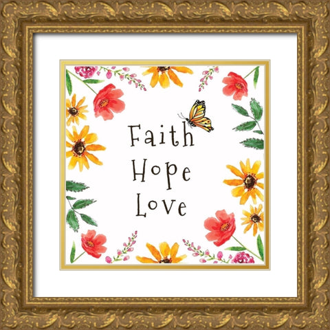 Faith, Hope, Love Gold Ornate Wood Framed Art Print with Double Matting by Tyndall, Elizabeth