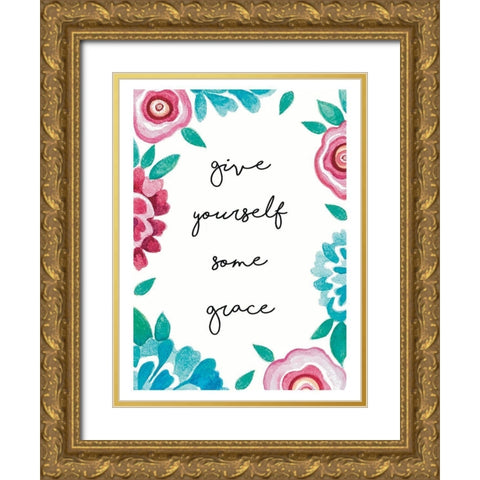 Give Yourself Some Grace Gold Ornate Wood Framed Art Print with Double Matting by Tyndall, Elizabeth