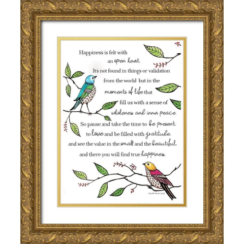 Happiness Gold Ornate Wood Framed Art Print with Double Matting by Tyndall, Elizabeth