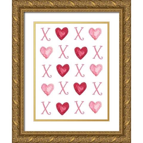 Hugs and Hearts Gold Ornate Wood Framed Art Print with Double Matting by Tyndall, Elizabeth