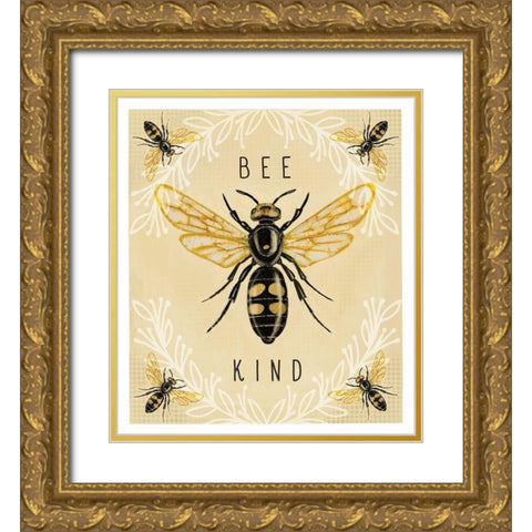 Bee Kind Gold Ornate Wood Framed Art Print with Double Matting by Tyndall, Elizabeth