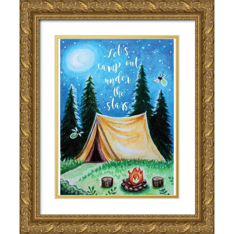 Camp Out Gold Ornate Wood Framed Art Print with Double Matting by Tyndall, Elizabeth
