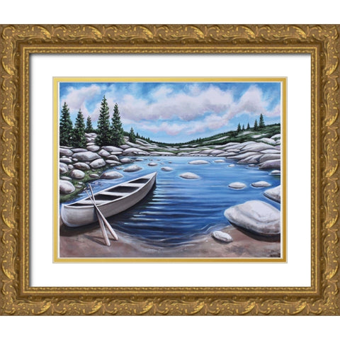 The Canoe Gold Ornate Wood Framed Art Print with Double Matting by Tyndall, Elizabeth