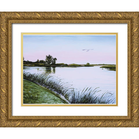 Delta at Dusk Gold Ornate Wood Framed Art Print with Double Matting by Tyndall, Elizabeth