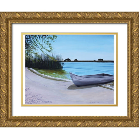Our Beach Gold Ornate Wood Framed Art Print with Double Matting by Tyndall, Elizabeth