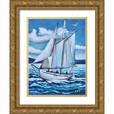 Lets Set Sail Gold Ornate Wood Framed Art Print with Double Matting by Tyndall, Elizabeth