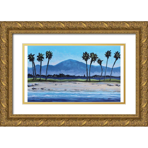 Palm Tree Oasis Gold Ornate Wood Framed Art Print with Double Matting by Tyndall, Elizabeth