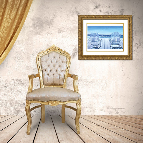 The Beach Chairs Gold Ornate Wood Framed Art Print with Double Matting by Tyndall, Elizabeth