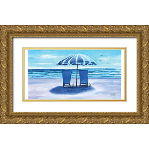 Unwind at the Beach Gold Ornate Wood Framed Art Print with Double Matting by Tyndall, Elizabeth