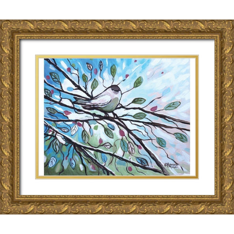 Glimmering Songbird Gold Ornate Wood Framed Art Print with Double Matting by Tyndall, Elizabeth
