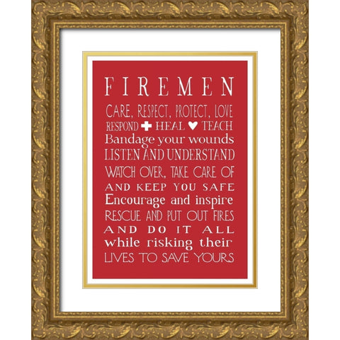 Fireman in Red Gold Ornate Wood Framed Art Print with Double Matting by Tyndall, Elizabeth