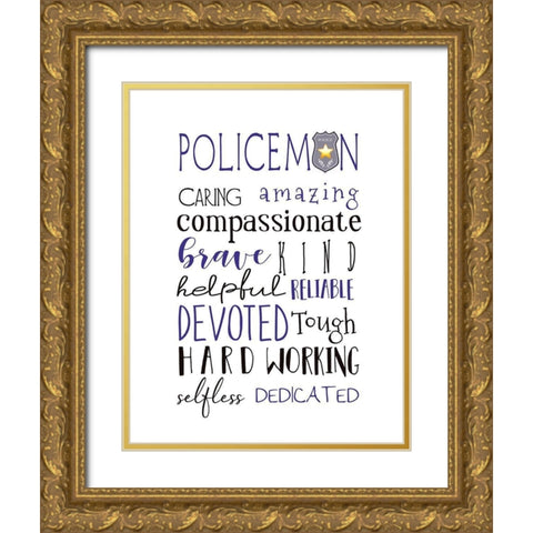 Policeman Gold Ornate Wood Framed Art Print with Double Matting by Tyndall, Elizabeth