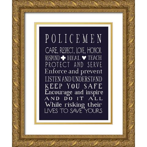 Policeman in Navy Gold Ornate Wood Framed Art Print with Double Matting by Tyndall, Elizabeth