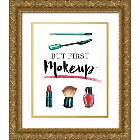But First Makeup Gold Ornate Wood Framed Art Print with Double Matting by Tyndall, Elizabeth
