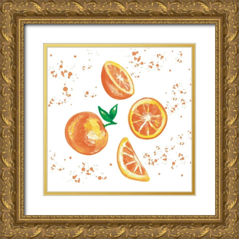 Falling Oranges Gold Ornate Wood Framed Art Print with Double Matting by Tyndall, Elizabeth