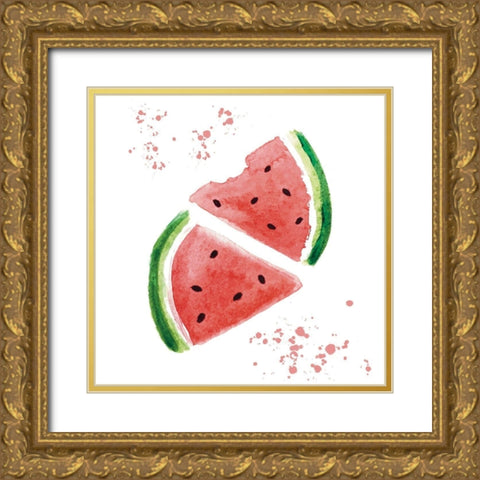 Watermelon Slices Gold Ornate Wood Framed Art Print with Double Matting by Tyndall, Elizabeth