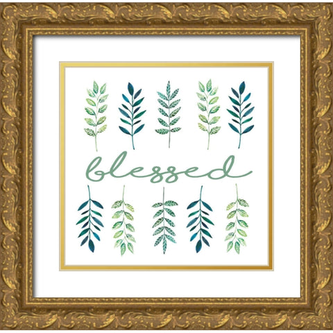 Blessed Leaves Gold Ornate Wood Framed Art Print with Double Matting by Tyndall, Elizabeth