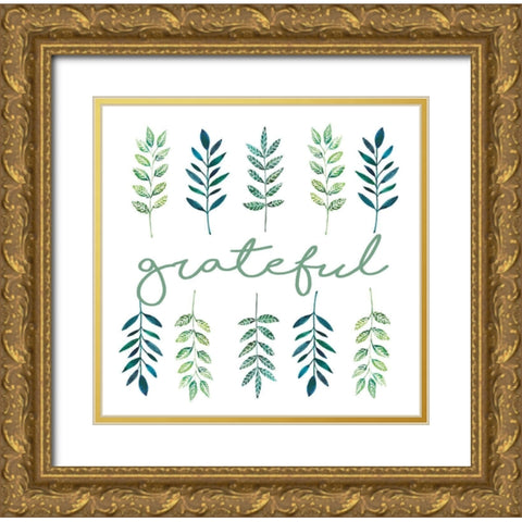 Grateful Leaves Gold Ornate Wood Framed Art Print with Double Matting by Tyndall, Elizabeth