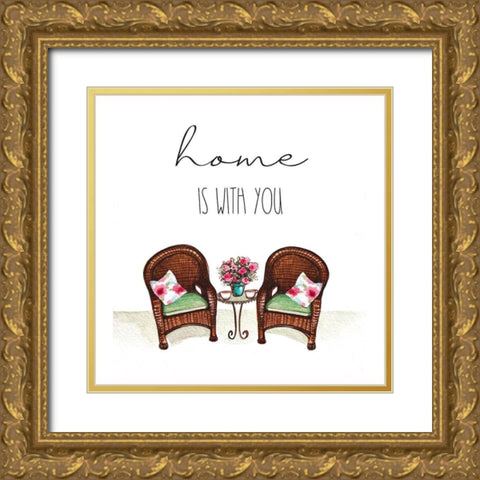 Home is With You Gold Ornate Wood Framed Art Print with Double Matting by Tyndall, Elizabeth