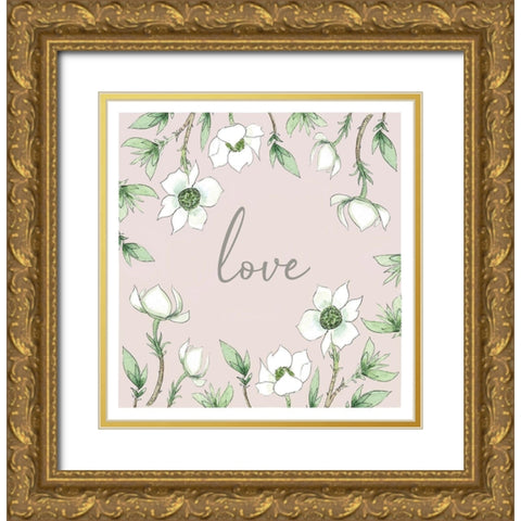 Love Gold Ornate Wood Framed Art Print with Double Matting by Tyndall, Elizabeth