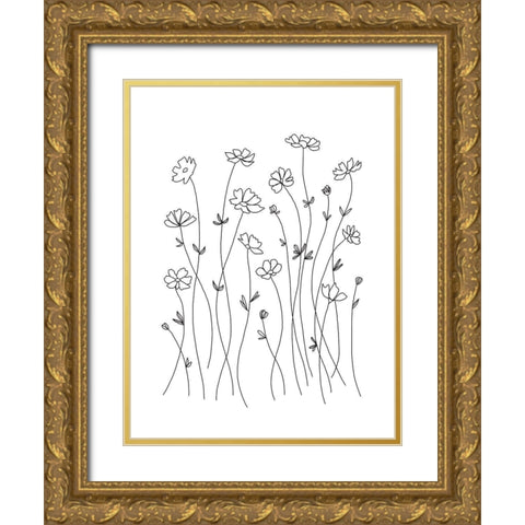 Wildflower Outlines Gold Ornate Wood Framed Art Print with Double Matting by Tyndall, Elizabeth