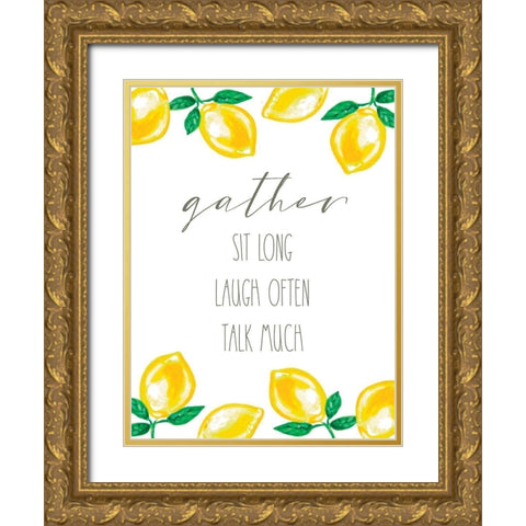 Gather Lemons Gold Ornate Wood Framed Art Print with Double Matting by Tyndall, Elizabeth