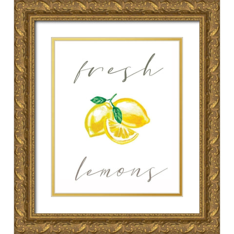 Fresh Lemons Gold Ornate Wood Framed Art Print with Double Matting by Tyndall, Elizabeth