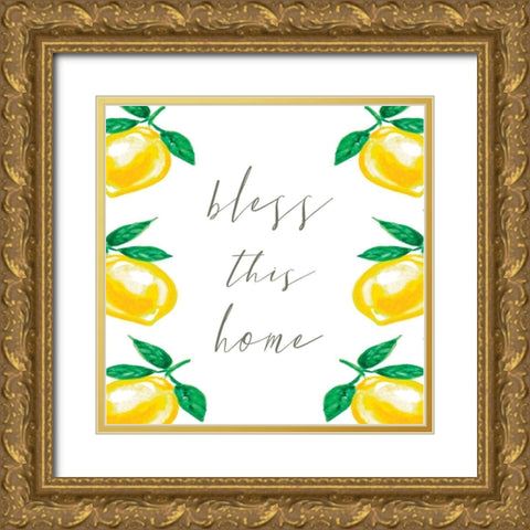 Bless This Home Gold Ornate Wood Framed Art Print with Double Matting by Tyndall, Elizabeth