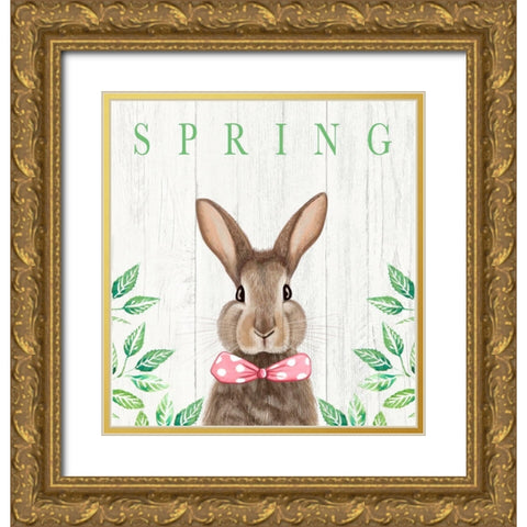 Spring Bunny Gold Ornate Wood Framed Art Print with Double Matting by Tyndall, Elizabeth