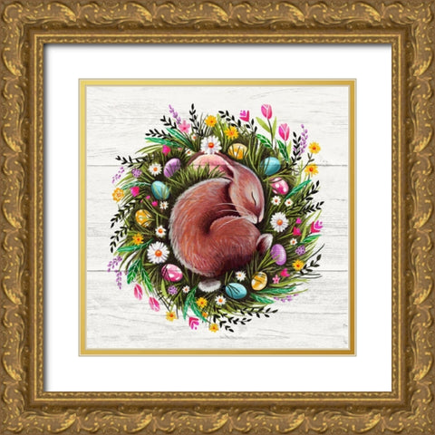 Easter Bunny Sleeping Gold Ornate Wood Framed Art Print with Double Matting by Tyndall, Elizabeth