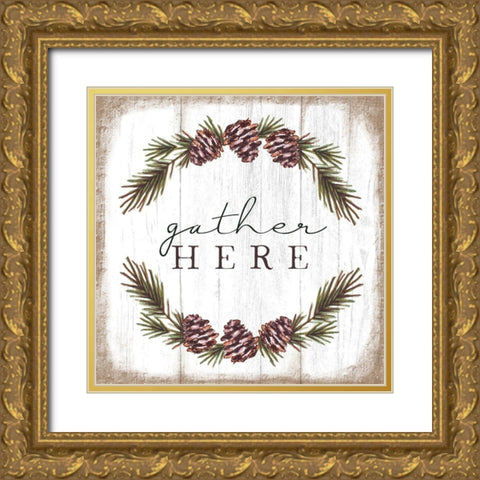 Gather Here Gold Ornate Wood Framed Art Print with Double Matting by Tyndall, Elizabeth