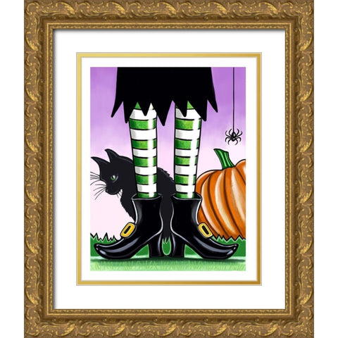 Halloween Witch Gold Ornate Wood Framed Art Print with Double Matting by Tyndall, Elizabeth