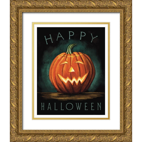 Happy Halloween Gold Ornate Wood Framed Art Print with Double Matting by Tyndall, Elizabeth