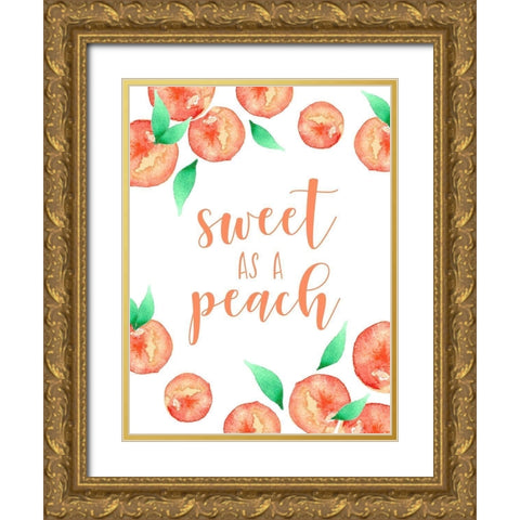 Sweet as a Peach Gold Ornate Wood Framed Art Print with Double Matting by Tyndall, Elizabeth