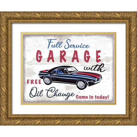Full Service Garage Gold Ornate Wood Framed Art Print with Double Matting by Tyndall, Elizabeth
